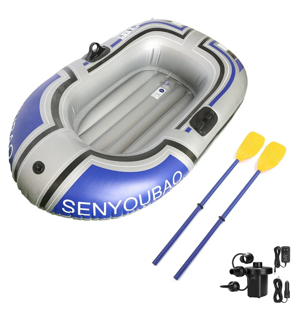 ptlsy Inflatable Boat, Swimming Pool Lake Float Raft for Adults, Portable Fishing Boat Raft for Lake with Oars Hand Pump
