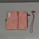 Defencase Compatible with Samsung Galaxy S24 Case Wallet with RFID Blocking Card Holder for Women Men, PU Leather Magnetic Snap Flip Zipper Strap Wallet Phone Case Fit for Galaxy S24 5G 6.2", Pink