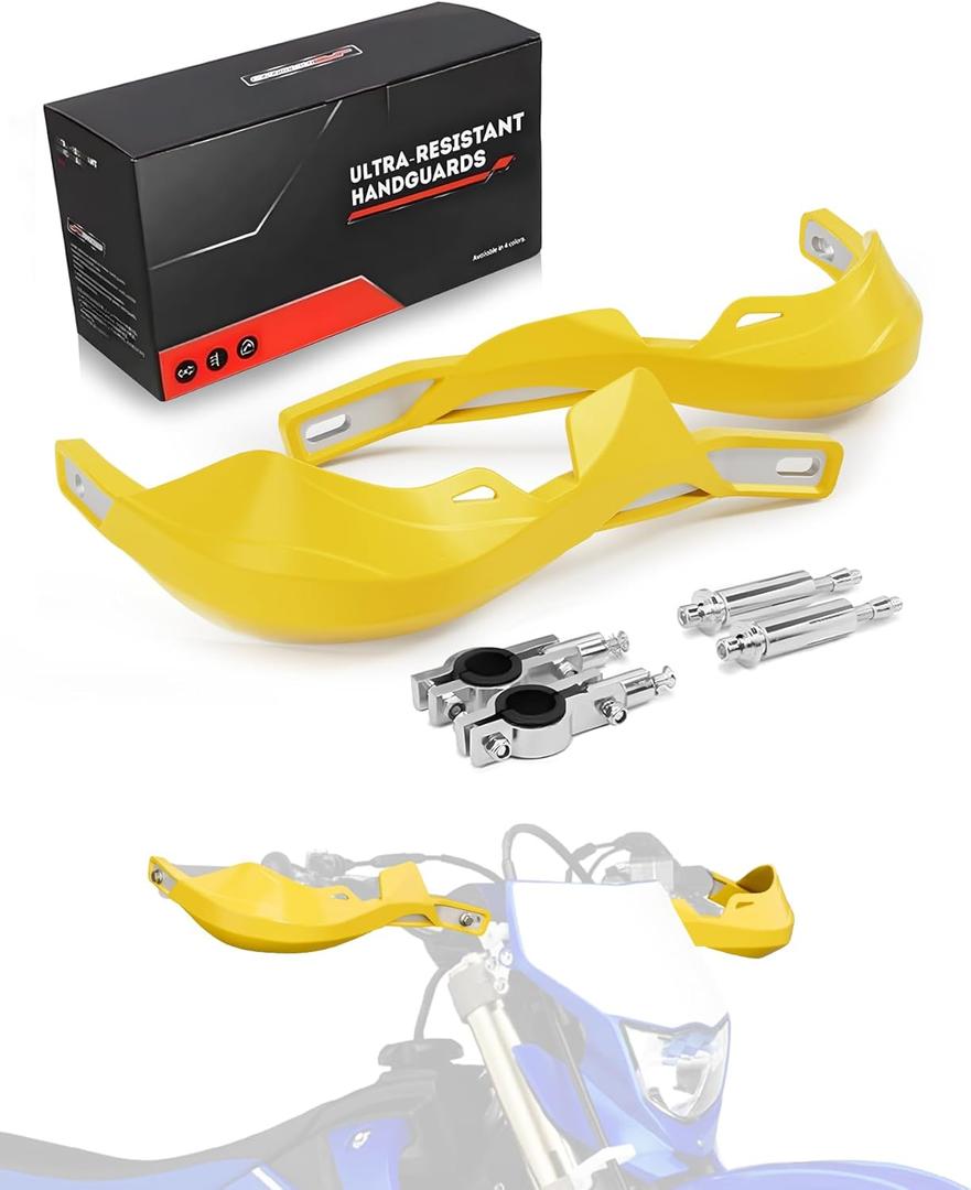 JFG RACING Dirt Bike Hand Guards,7/8'' and 1 1/8'' Handlebar Dirtbike Handguards Accessories Universal for Motorcycle Snowmobile ATV Pit Bike Off Road Motocross Enduro MX -Yellow