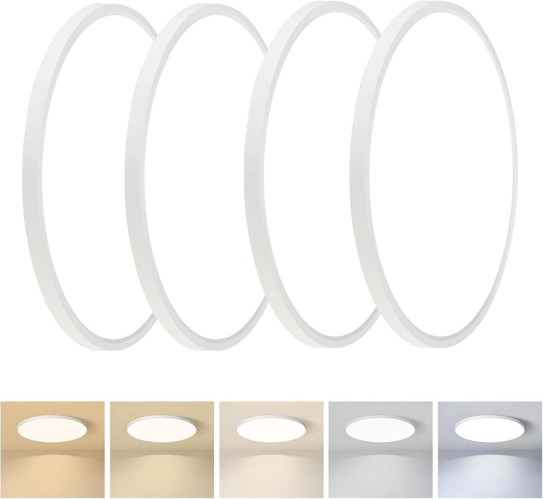 4PK 15.8inch LED Flush Mount Ceiling Light,32W,3520LM,2700K/3000K/4000K/5000K/6500K CCT Selectable,Super Slim Low Profile LED Ceiling Light for Bedroom,Kitchen,Hallway,Living Room
