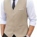 COOFANDY Men's Suit Vest Slim Fit Business Formal Waistcoat Casual Dress Vest (XX-Large, Khaki)
