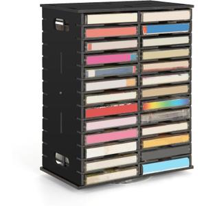 Rotating Cassette Tape Storage Holder, 52 Slot Cassettes Organizer Rack, Audio Cassette Tape Display Shelf, Ideal Gift for Cassettes Collectors, Black