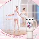 Lifecapido Dance Recital Gifts for Girls, Dancer 40oz Tumbler with Key Chain, Dancer Dance Gifts, Creamy