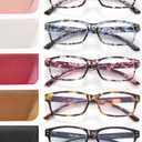 Glasses for Women Men - 5 Pack Ladies Stylish Readers Computer Eyeglasses W/Spring Hinge - Blue Light Blocking Glasses Anti Eyestrain