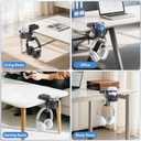 2 x KDD 3 in 1 Headphone Hanger with Cup Holder - Rotatable Headset Hook & Desk Cord Organizer - Suitable for Coffee Mups, Water Cups, Headphone, Charging Cables, Home & Office