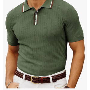 PJ PAUL JONES Mens Knitted Polo Shirts Short Sleeve Textured Pullover Golf Polo T Shirts Size XL