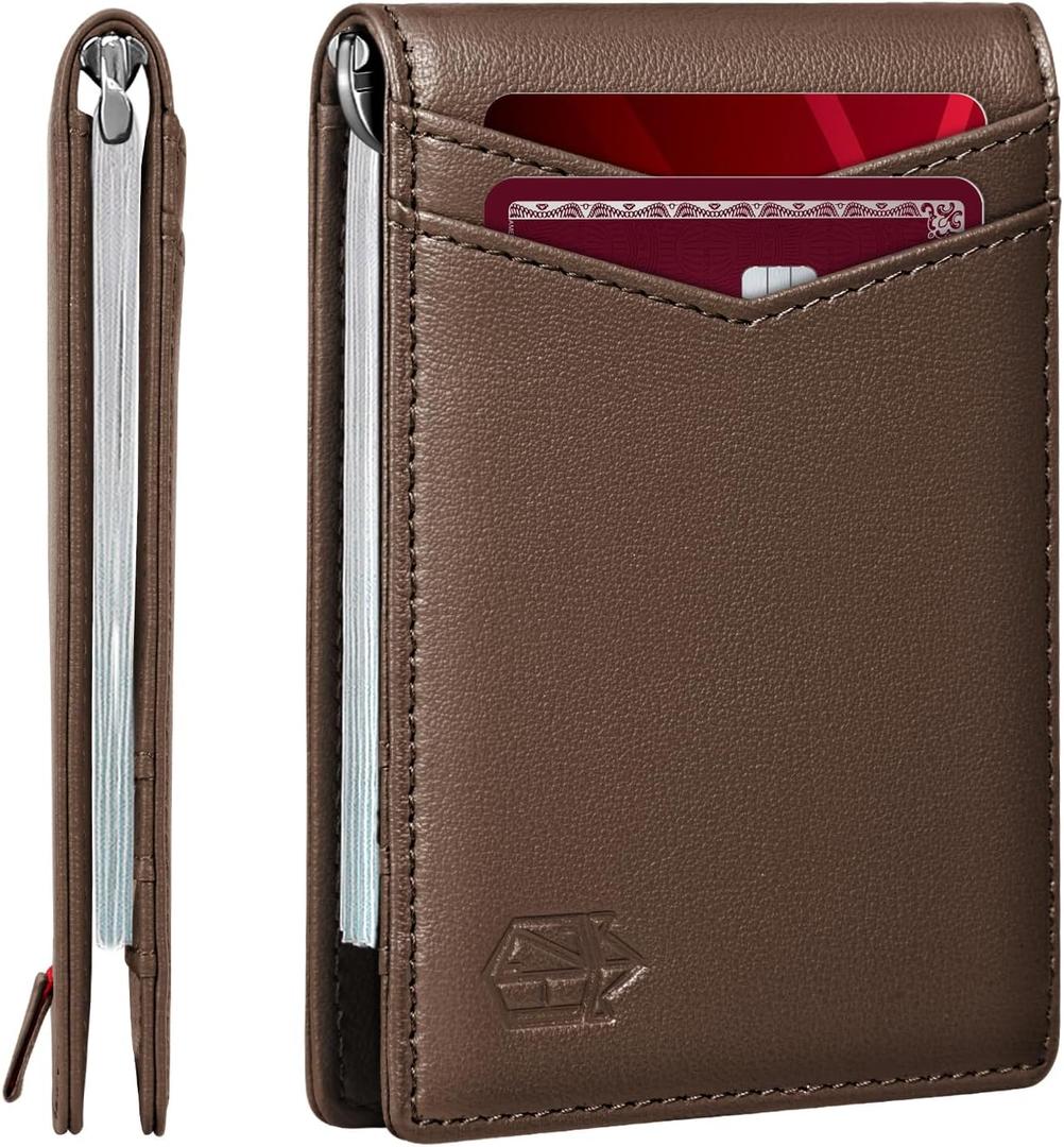 Zitahli Wallet for Men-6 Slots ID Window-Mens Wallets-Slim Wallet Classic Spring Money Clip RFID Blocking-Gift for Men