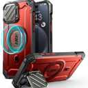 SUPCASE for iPhone 15 Pro Max Case with Camera Cover & Stand (UBMag XT) [Compatible with MagSafe] [Built-in Kickstand] [Military-Grade Protection] Heavy Duty Rugged Magnetic Phone Case, Ruddy