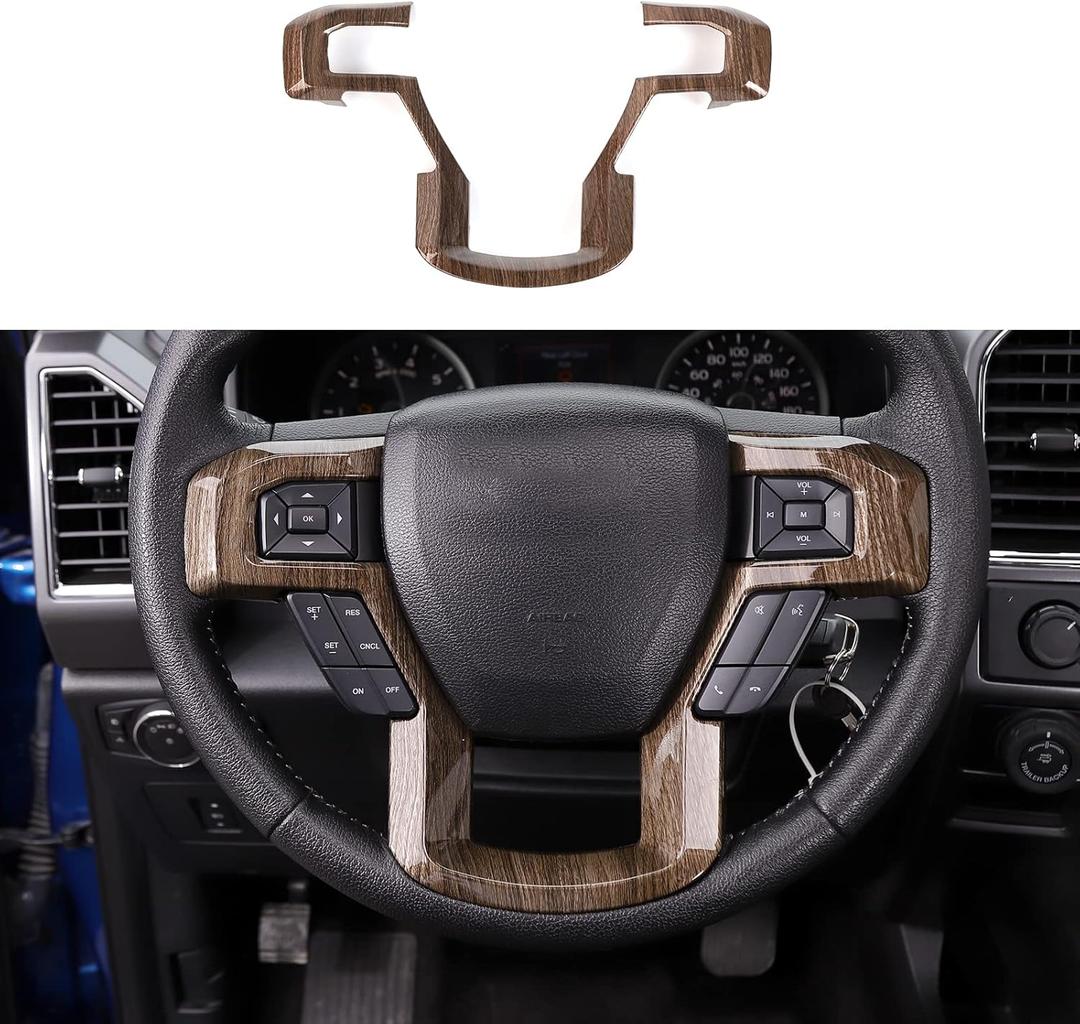 Voodonala Wood Grain Steering Wheel Decorative Trim Car Steering Wheel Cover for 2015 2016 2017 2018 2019 2020 Ford F150 F250 F350 Super Duty