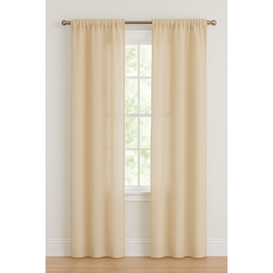 2-Pack Rod Pocket Curtains – 50"W x 60.5"L Each – Natural Beige Linen-Look Window Panels