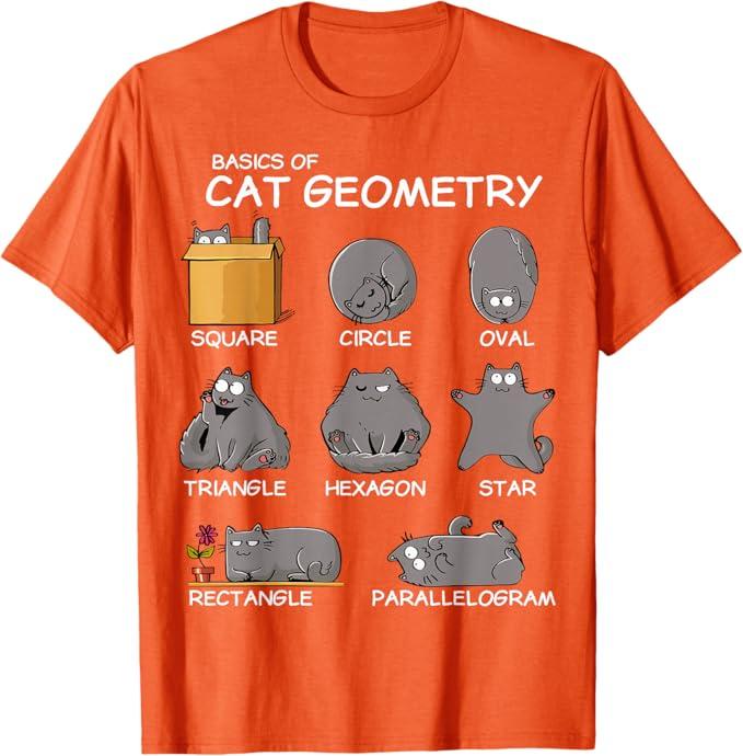 Cat Geometry Math Funny Cat Gifts for Cat Dad, Cat Mom, Kids T-Shirt Small