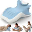27° Angled Wedge Pillow, Support for Neck Back Waist(Sky Blue & White), Large Size