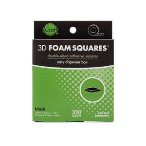 iCraft 3D Foam Squares in Dispenser Box, Black, 320 Squares
