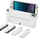 PlayVital AlterGrips Protective Slim Case for Nintendo Switch OLED, Ergonomic Grip Cover for Joycon, Dockable Hard Shell for Switch OLED w/Thumb Grip Caps & Button Caps