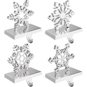 Christmas Stocking Holders for Mantle Weighted Metal Stocking Hangers Hooks for Fireplace Christmas Decorations (Set of 4)