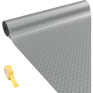 24 in x 30 ft Diamond Plate Garage Mat, Rubber Flooring Roll