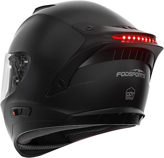 Fodsports FS90 Full Face Motorcycle Helmet with LED Rear Light, Dual Visor Motorbike Street Bike Integrated Helmet for Adult Men Women DOT FMVSS-218 Approved