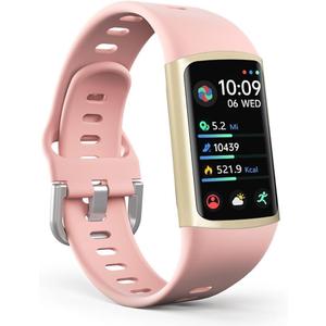 FITVII FINO 2 Slim Fitness Tracker, Smart Watch with Blood Oxygen, Sleep Monitor, 24/7 Heart Rate & Blood Pressure, IP68 Waterproof Health Activity Trackers with Calories Step Counter for Women Men, Pink