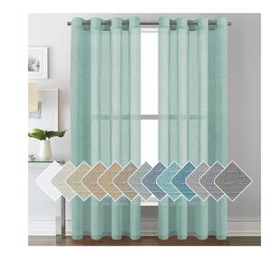 H.VERSAILTEX Linen Curtains Natural Linen Semi-Sheer Curtains 2 Panels Nickel Grommet Privacy Added Premium Soft Rich Material Drapes for Bedroom/Livingroom - 52x84 - Inch - Sea Mist
