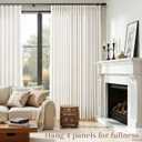 Joywell 96 Inch Linen Pinch Pleated Curtains - Thick Semi Sheer Light Filtering 8ft Drapes, Ceiling to Floor 2 Panel Set Back Tab Cream Natural Farmhouse for Living Room Bedroom with Clip Rings, 40"W x 96"L