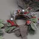 Zeyune 12 Pcs Small Christmas Wreaths for Kitchen Cabinets with Bow Ribbon Mini Cabinet Door Wreath Set Hanging Christmas Decor for Kitchen Window Outdoor Indoor, 14.96 x 7.87''(Glitter Ball Style)