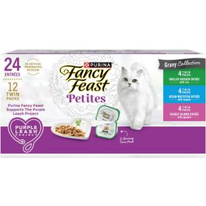 Purina Fancy Feast Gourmet Wet Cat Food Variety Pack, Petites Gravy Collection, break-apart tubs, 24 servings - (Pack of 12) 2.8 oz. Tubs (EXP 09/30/27)