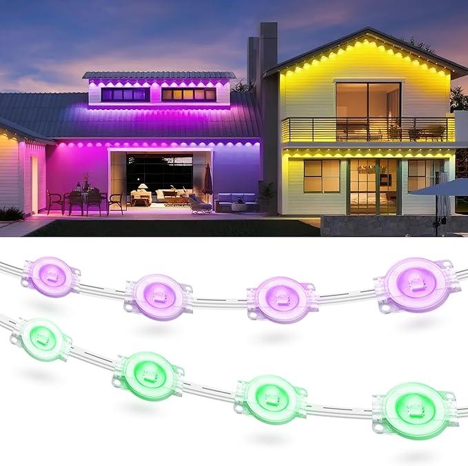 Fussion 200ft Permanent Outdoor Lights for House, 2025 Smart RGB LED Outside Lights with APP Remote Control, IP67 Waterproof Eternity Eaves Lighting for Christmas, Halloween, Holiday, Party, Daily