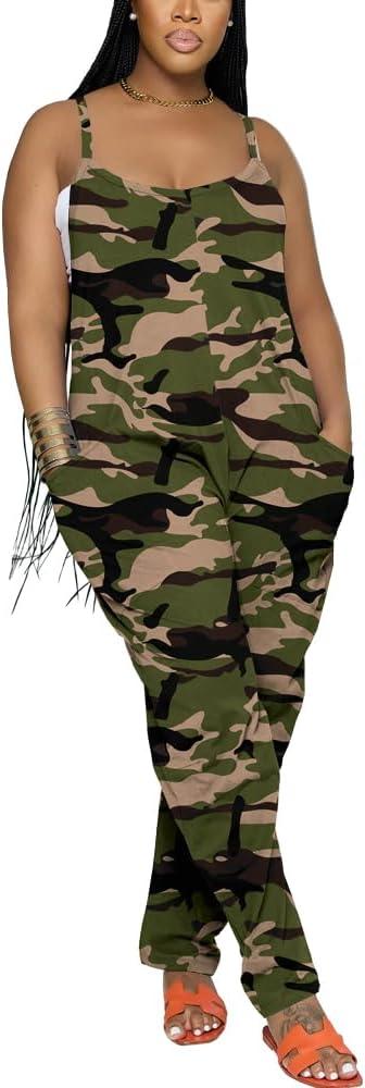 Nimsruc Womens Jumpsuits Casual Summer Rompers Sling Sleeveless Loose Baggy Overalls Jumpers With Pockets 2024,  S