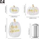 DN DECONATION 3Pcs Fall Pumpkin Decorations for Home, Faux White and Gold Words Pumpkin, Decorative Resin Pumpkins Figurines for Minimalist Modern Farmhouse Autumn Thanksgiving Fall Table Mantel Decor