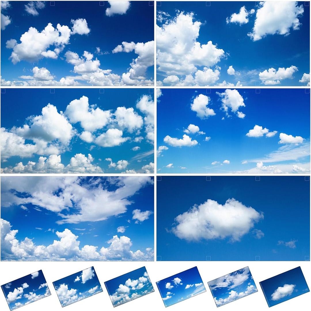 6 Pcs Fluorescent Light Covers for Ceiling Lights with 48 Magnets Decorative Magnetic Light Filters for Classroom Office Kitchen Decoration(Blue Sky)