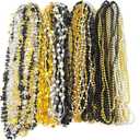 81 Pcs Happy New Year Beads Necklaces - Black, Gold, Silver - New Year Eve Bulk Accessories & Decorations