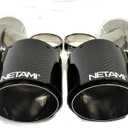 NETAMI 3" to 4" Quad Staggered Outlets Exhaust Tip Carbon Fiber Stainless Steel Blue Bolt-on A Pair