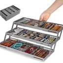 3 Tier Drawer Organizer - Expandable Junk Drawer Organizers Smart Office Supply Organizer, Folding Drawer Storage Multi-level Desk Organizer for Makeup,Jewelry,Cosmetics,Kitchen Storage (1 Row 3 Tier)
