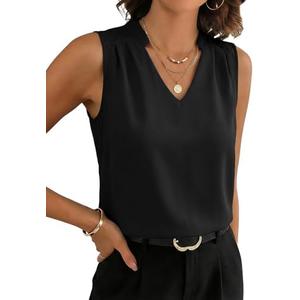 EVALESS Women's Lace Patchwork Tank Tops V Neck Casual Camisoles Sleeveless Business Work Blouses Dressy Summer Shirts Small