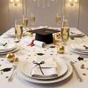 2 x UNIQOOO 50-Pack Black Bow Place Cards for Table Settings, Elegant Coquette Name Tags for Black-Tie Weddings, Formal Dinners, Graduation & Bachelor Parties, 4x1.5-Inch Pre-Cut Tags