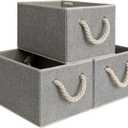 StorageWorks Storage Baskets for Shelves, Foldable Fabric Closet Storage Bins with Handles, Fabric Storage Bins Clothes Organizer, Gray, 3-Pack, Medium (14 " L x 10 " W x 8" H)