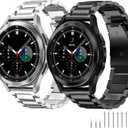 GOLDTOLUCK Stainless Steel Band Compatible with Samsung Galaxy Watch 8 7 6 5 4 Classic FE Pro 40mm 44mm 46mm 43mm 47mm 45mm 42mm 20mm Men Women Milanese Replacement Metal Elegant Casual (Black&Silver)