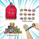 122 Pcs Hero Party Favors - Hero Mask Slap Bracelets Keychains Stickers Punch Balloons Finger Lights and Gift Bags Party Supplies Birthday Decorations