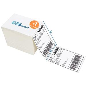 9527 Product Fanfold 4 x 6 Direct Thermal Labels White Perforated Shipping Labels, 500pcs per Stack, 1 Stack