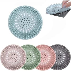 Silicone Sink Drain Strainers, Shower Drain Hair Catcher, Hair Stopper for Shower Drainage Cover, Bathroom Bathtub, Kitchen Sink, Multiple Colors (5pcs)
