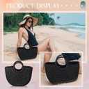 Frienda Straw Tote Bag Summer Beach Bag Handmade Straw Rattan Woven Handbag for Women Travel