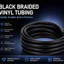 Black Braided Vinyl Tubing 1" - 50ft High Pressure Reinforced PVC Tube