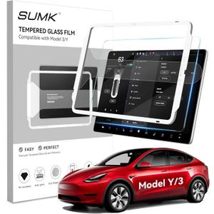 Tempered Glass Screen Protector for Tesla Model Y /3 Accessories, [Anti-scratch & Anti Fingerprint] 15 inches TouchScreen Protector for Model Y (2020~2025) Model 3 (2017~2023) - Glossy
