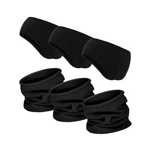 BBTO 3 Pieces Fleece Ear Warmers Headband Winter Neck Gaiter (Black)