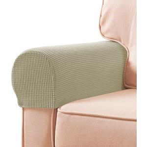 SUBRTEX Stretch Armrest Covers Spandex Arm Covers for Chairs Couch Sofa Armchair Slipcovers for Recliner Sofa with Twist Pins 2pcs (Sand)