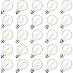 25 Pack Dimmable G40 Led Replacement Light Bulbs, E12 Screw Base Waterproof LED Globe Bulbs Light for Indoor Outdoor String Lights, Patio Cafe Dcor, Not Solar