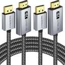 Warrky 4K DisplayPort to HDMI Cable Adapter 6FT 2 Pack, [Aluminum Shell, Nylon Braided] High Speed (1440P 60Hz, 1080P 120Hz) Uni-Directional DP to HDMI Cord Compatible for Dell, HP, Insignia, Samsung