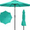 10FT Patio Umbrella, Outdoor Umbrella with Push Button Tilt and Crank, 8 Sturdy Ribs, UV Protection & Waterproof Market Umbrella for Pool, Backyard, Beach,Deck (Cerulean), 10 feet diameter, standard pole length