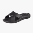 totes Women's Everywear Cross Slide Sandal (Black, 11)