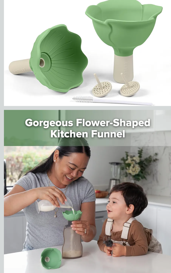 Haakaa Silicone Flower Funnel Set – Small Funnels for Filling Small Bottles, Funnels for Kitchen Use Filling Bottles, Kitchen Funnel Set, Kitchen Gadgets Accessories